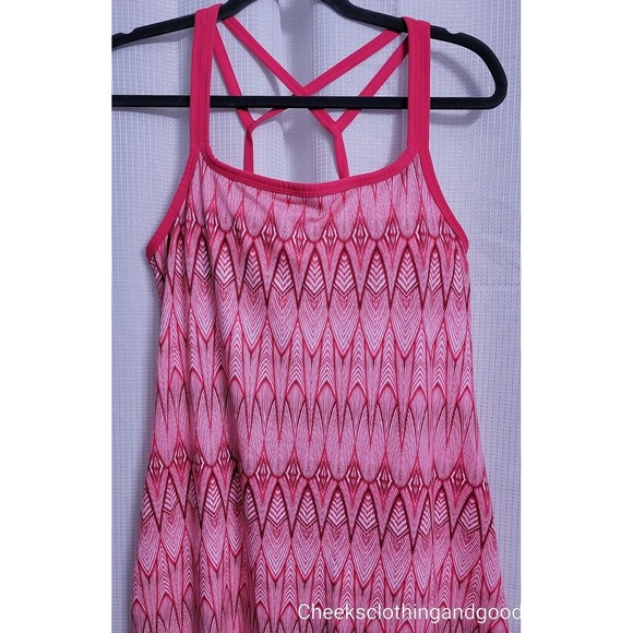 Prana Cora Azalea Feather Dress Women's size MEDIUM Pink Racerback - Picture 3 of 8